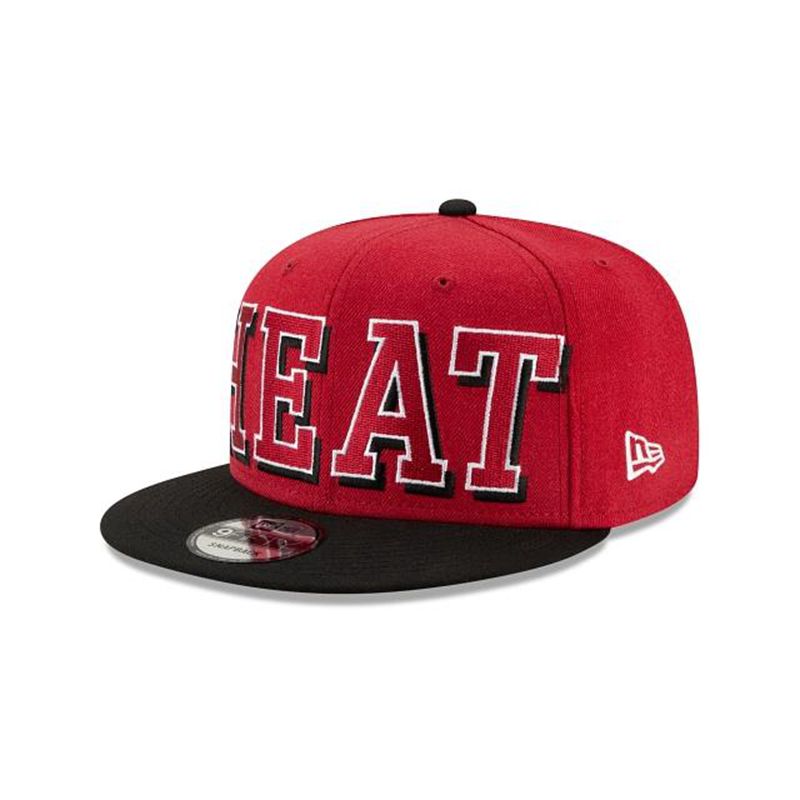 NBA Miami Heat Block Font 9Fifty Snapback (SLQ3809) - Black New Era Caps